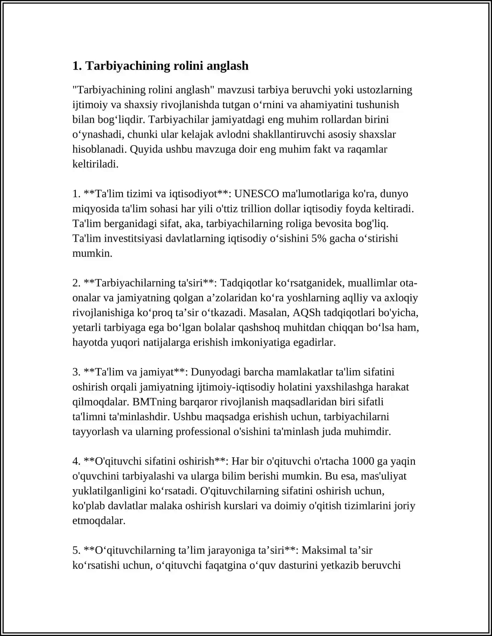"Tarbiyachining rolini anglash" 3