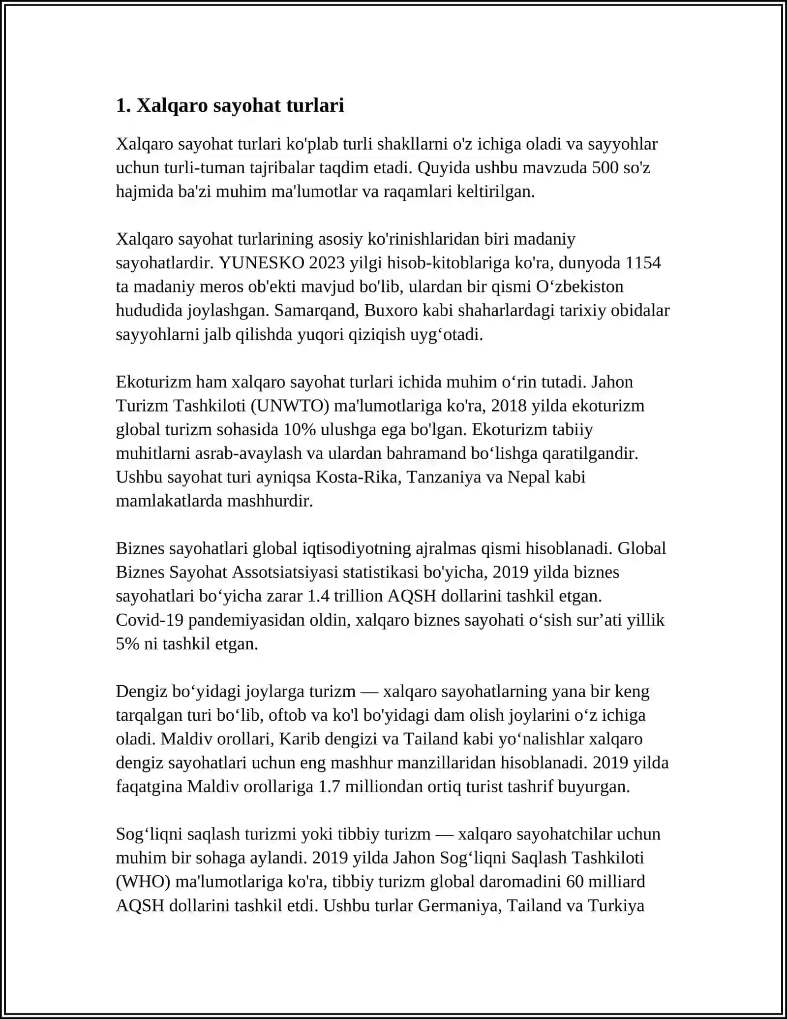 XALQARO OMMAVIY SAYOHATLAR 3