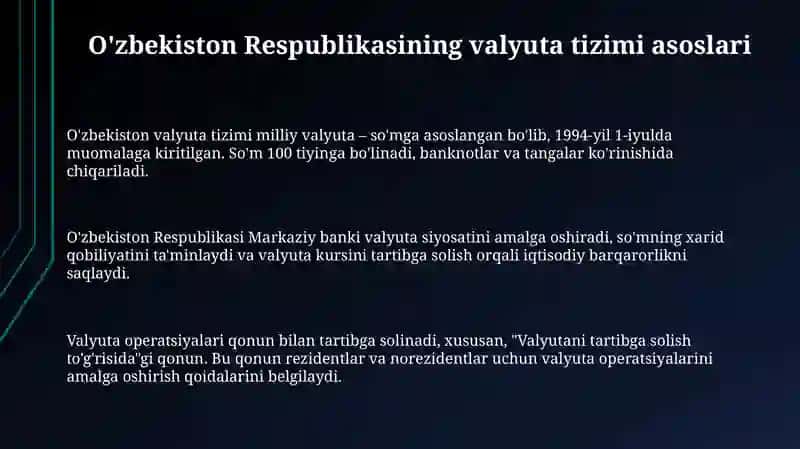 O'zbekiston Respublikasi valyuta tizimi 3
