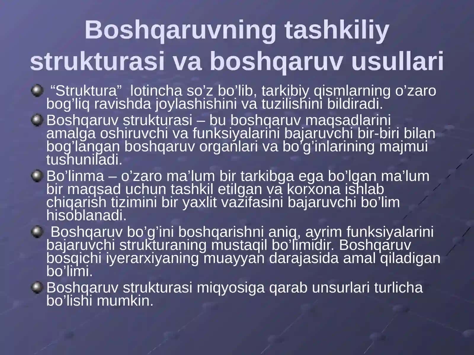 Boshqaruvning tashkiliy strukturasi va boshqaruv usullari 3
