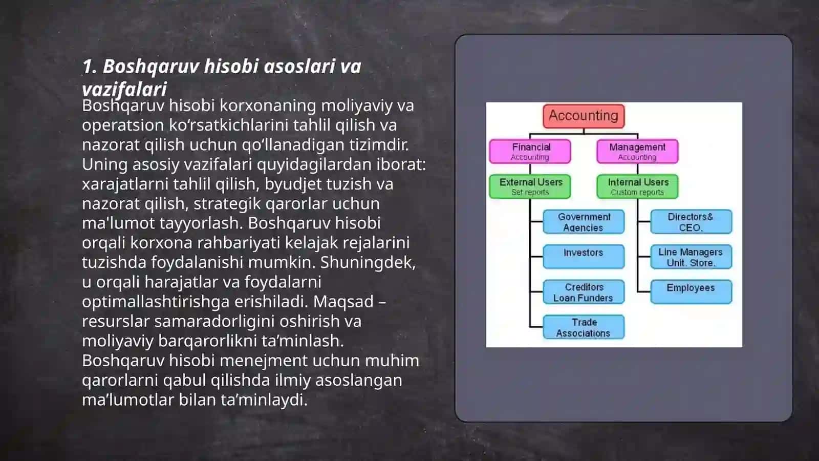Boshqaruv hisobida asosiy ko’rsatkichlarni rejalashtirish va boshqarish 3
