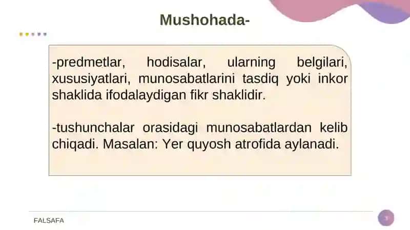 Tafakkur shakllari: Tushuncha, hukm, xulosa. 3