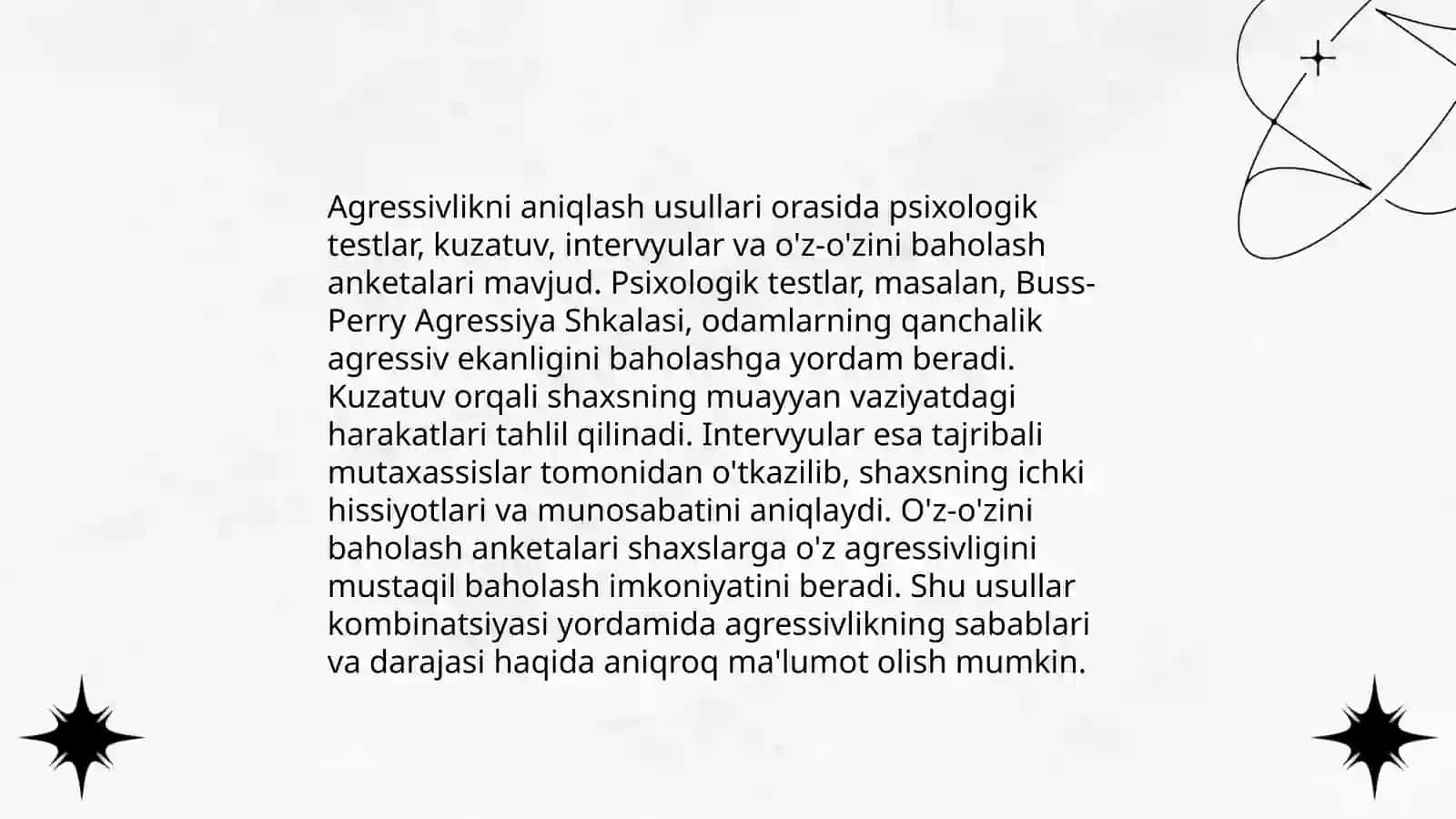 Agressivlikni aniqlash usullari 3