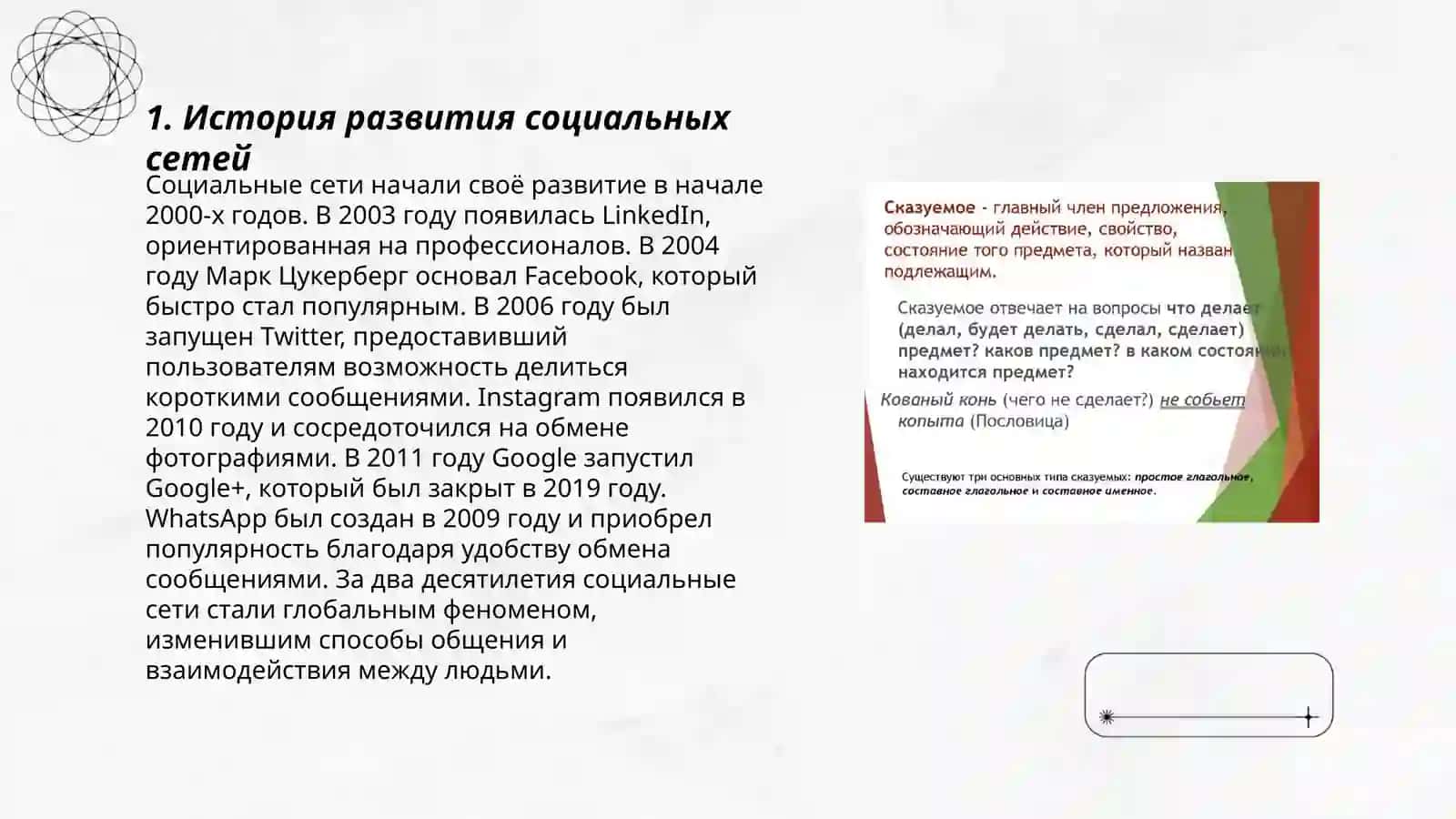 Главные члены предложения Социальные сети: их влияние на жизнь и общение 3