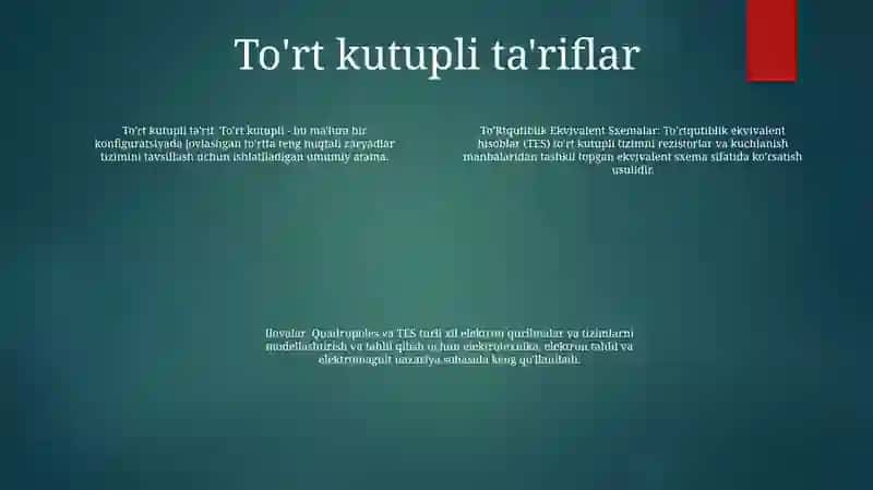 ToʻRtqutiblik Ekvivalent Sxemalar 3