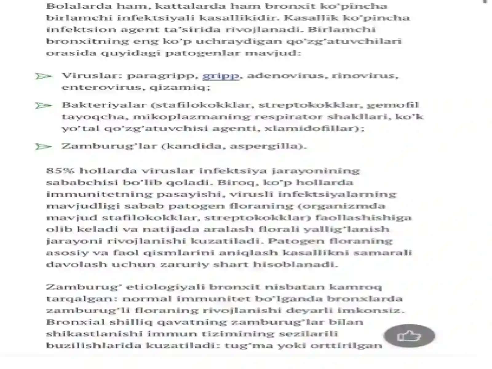 Bronxit kasalligi guzgʻatuvchilar patogenez va labaratoriya Gemofil bakteriyalar; inflyuensa tayoqchasi va. yumshoq shankr guzgʻatuvchisi 3