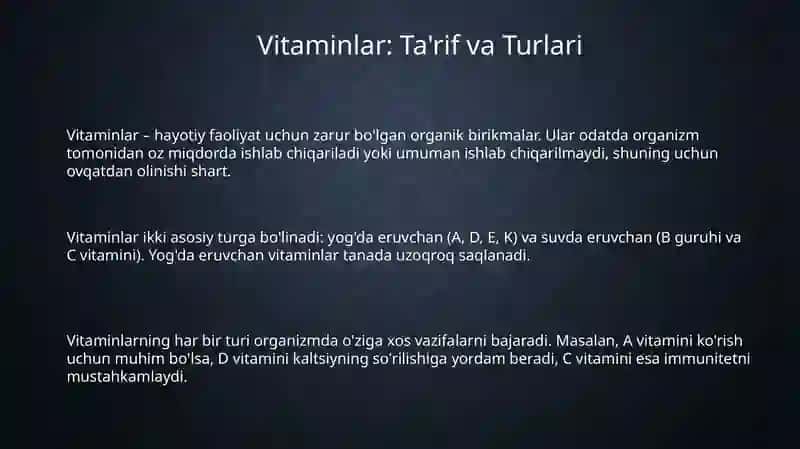 Vitaminlar: Ta'rif va Turlari 3