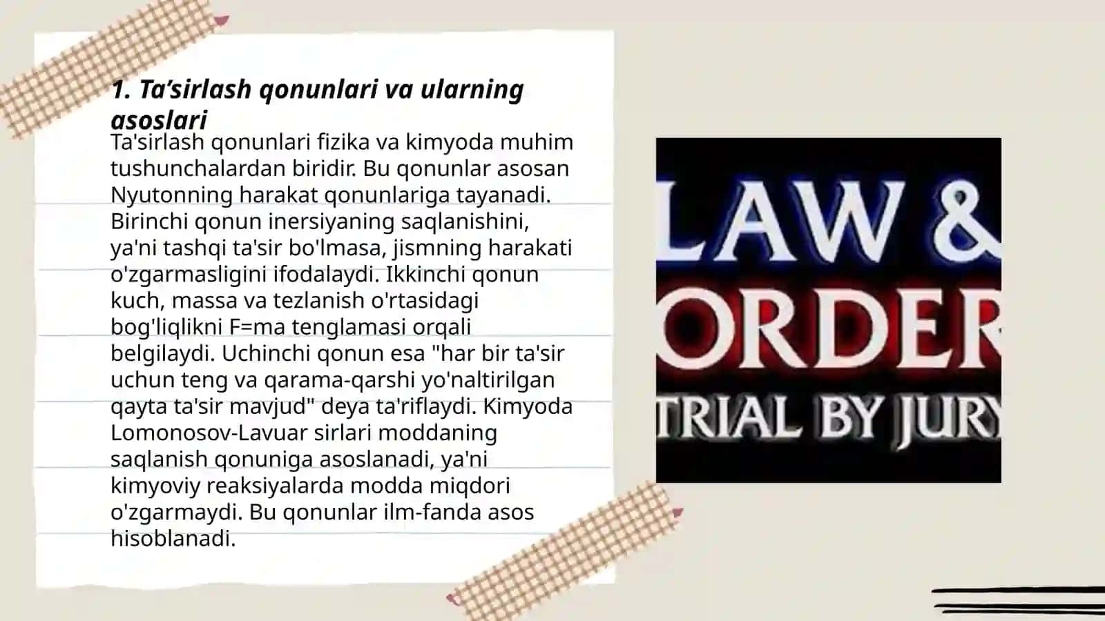 Ta’sirlash qonunlari 3
