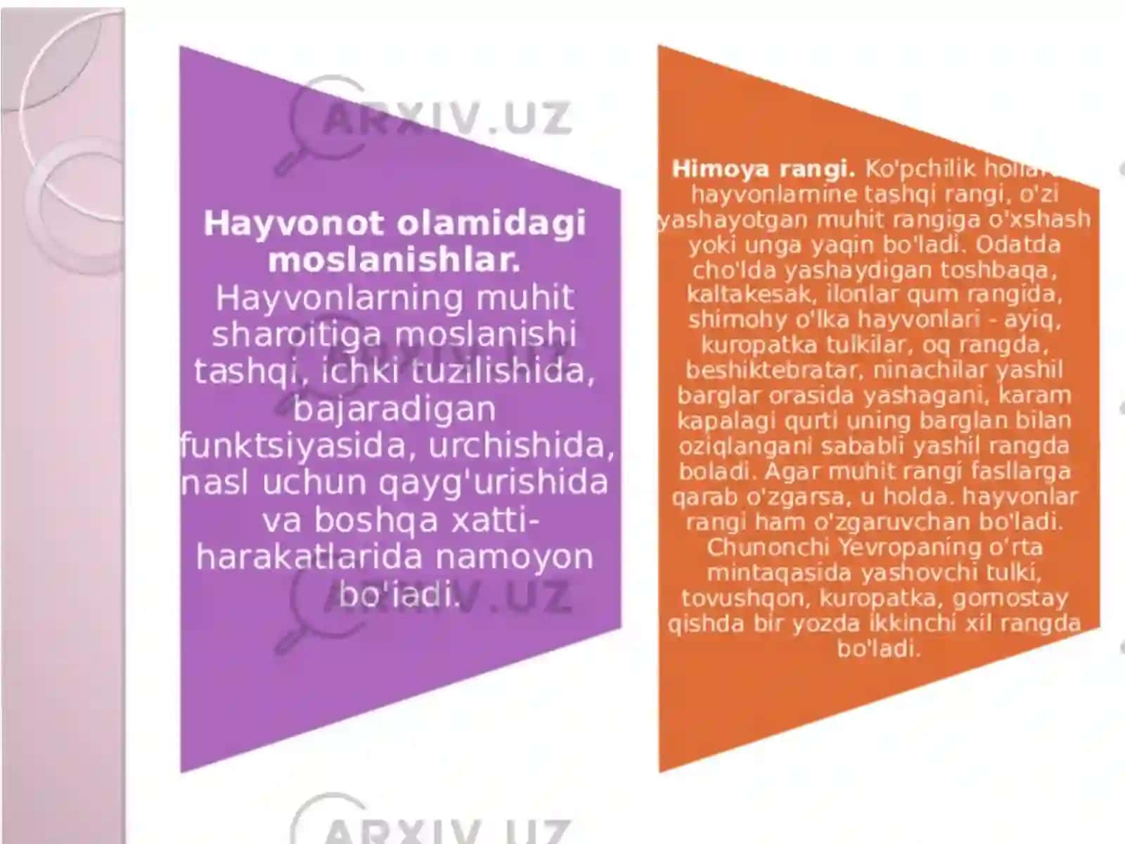 Hayvonlarning moslanishi 3