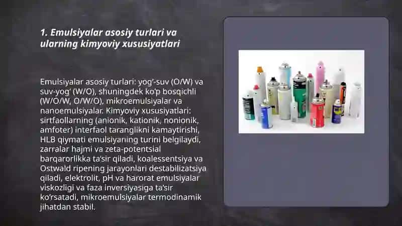 Emulsiyalar, Aerozollar va Ular Ekologiyaga Tasiri 3
