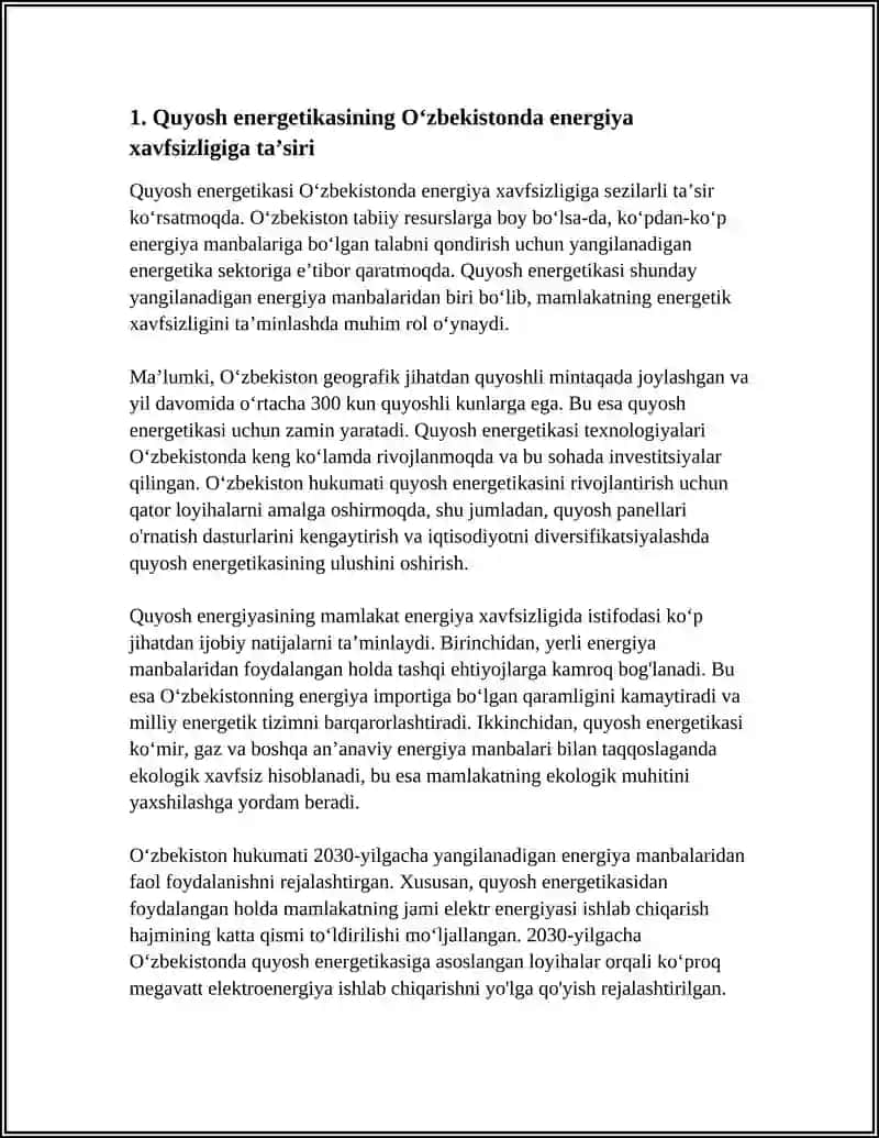 OʻZBEKISTONDA QUYOSH ENERGETIKASINING AHAMIYATI 3