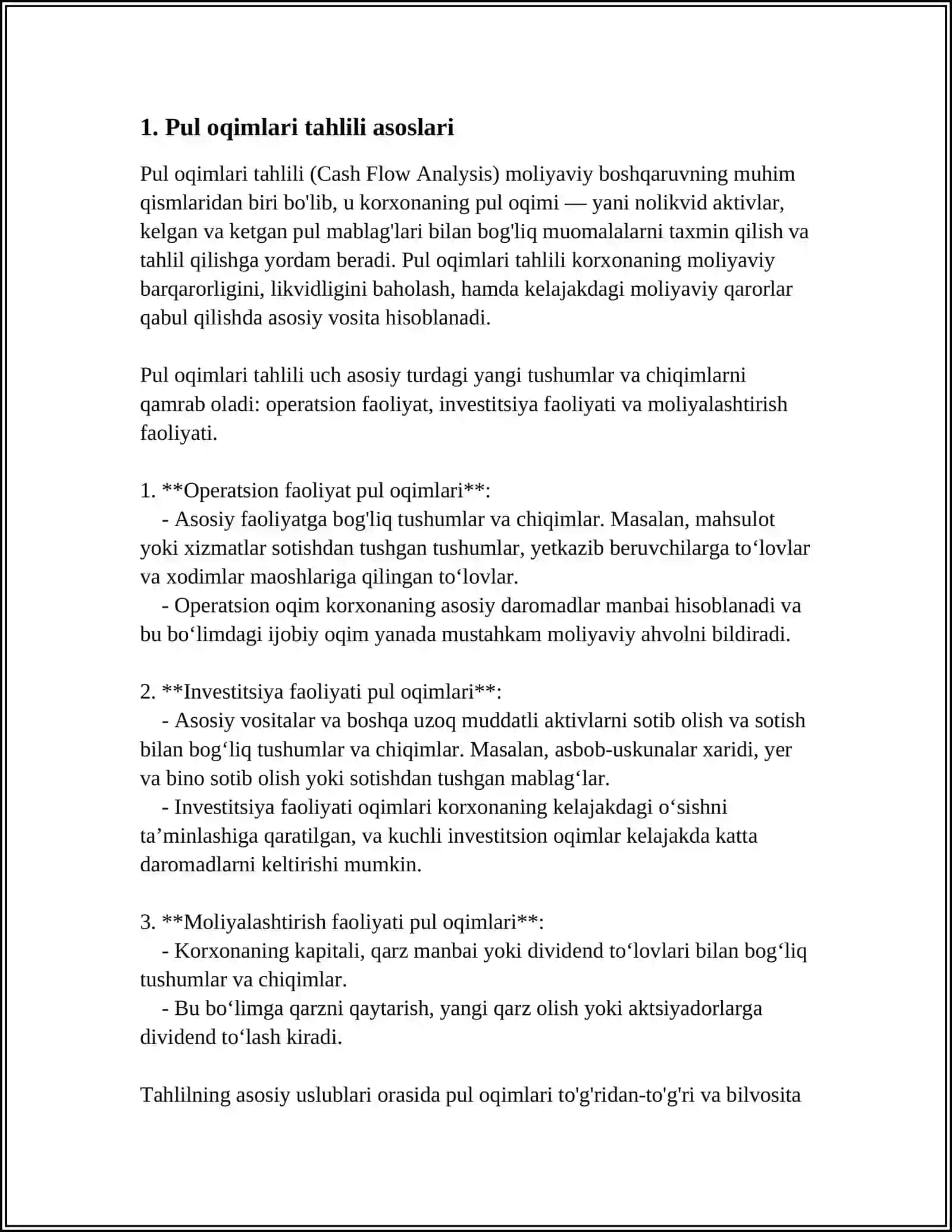 Pul Oqimlari Tahlili 3