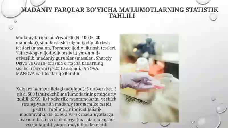 Madaniy farqlar bo'yicha ma'lumotlarning statistik tahlili 3