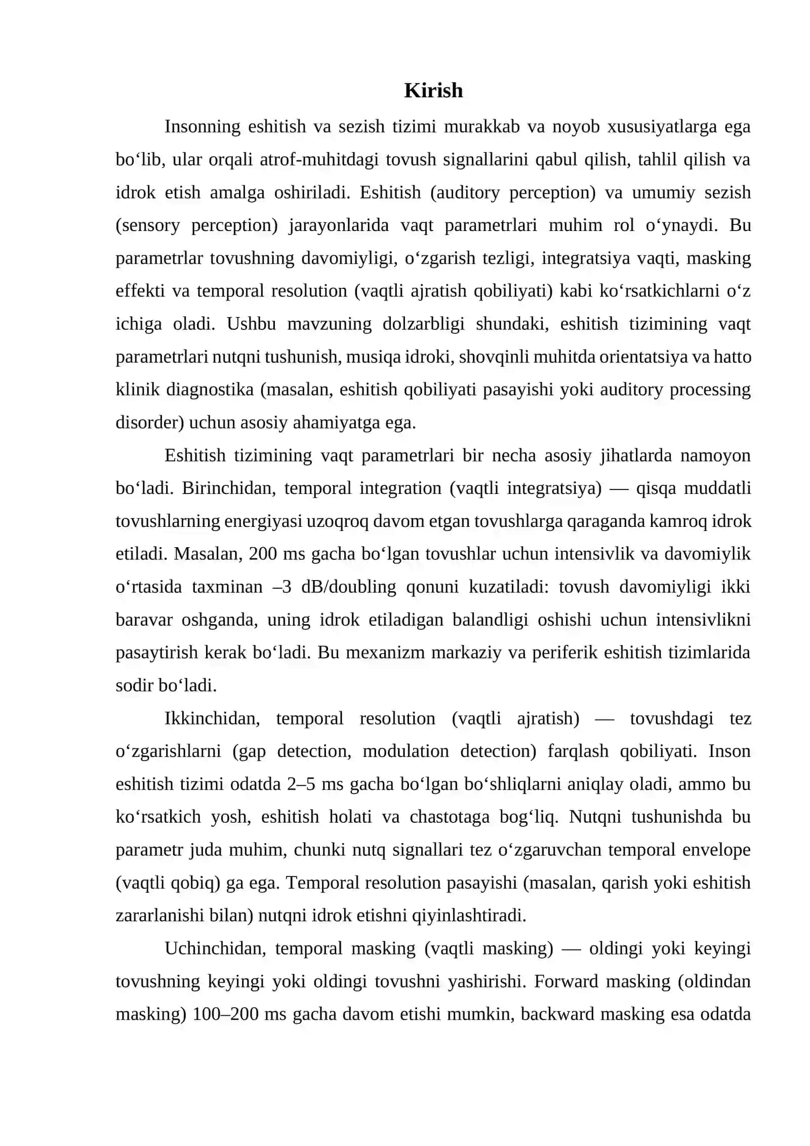 Eshitishni, sezishni vaqt parametrlari, uning nochiziqlilik xususiyatlari 3