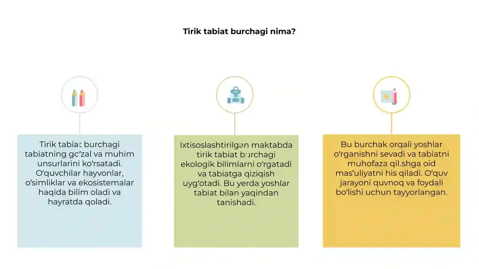 Ixtisoslashtirilgan maktabga tirik tabiat burchagi 3