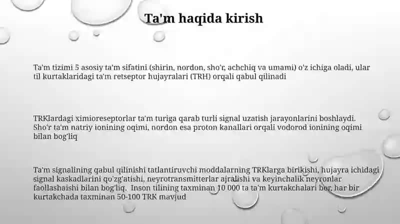 Ta'm bilish aʼzolarining morfofunksial tasnifi 3