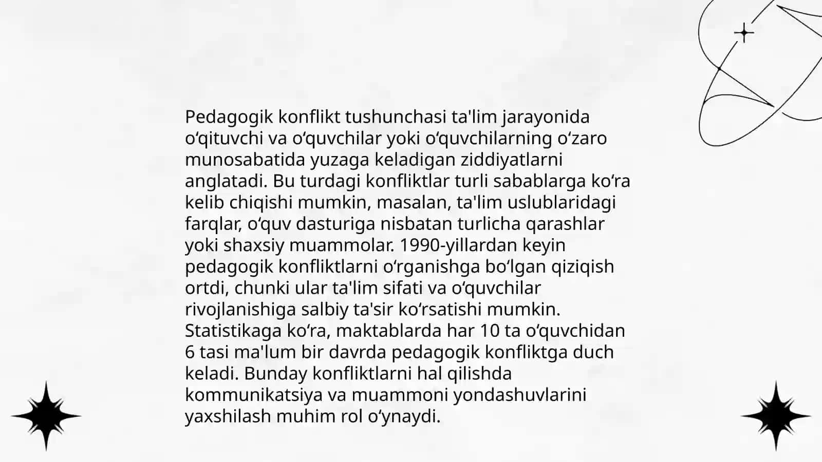 Pedagogik konfliktning evolyutsiyasi, muammosi 3
