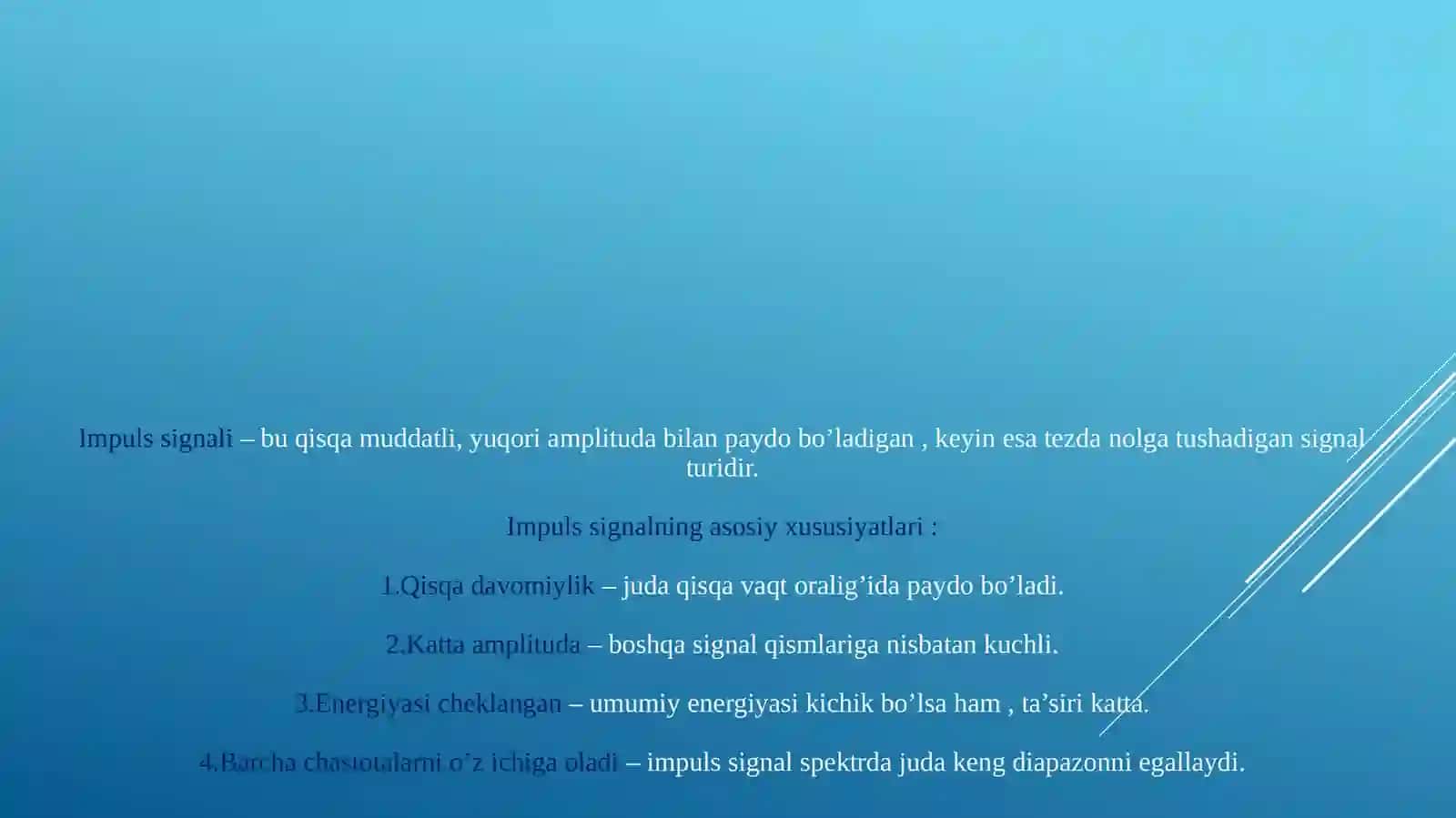 Impulssignallarini filtrlash usuli 3