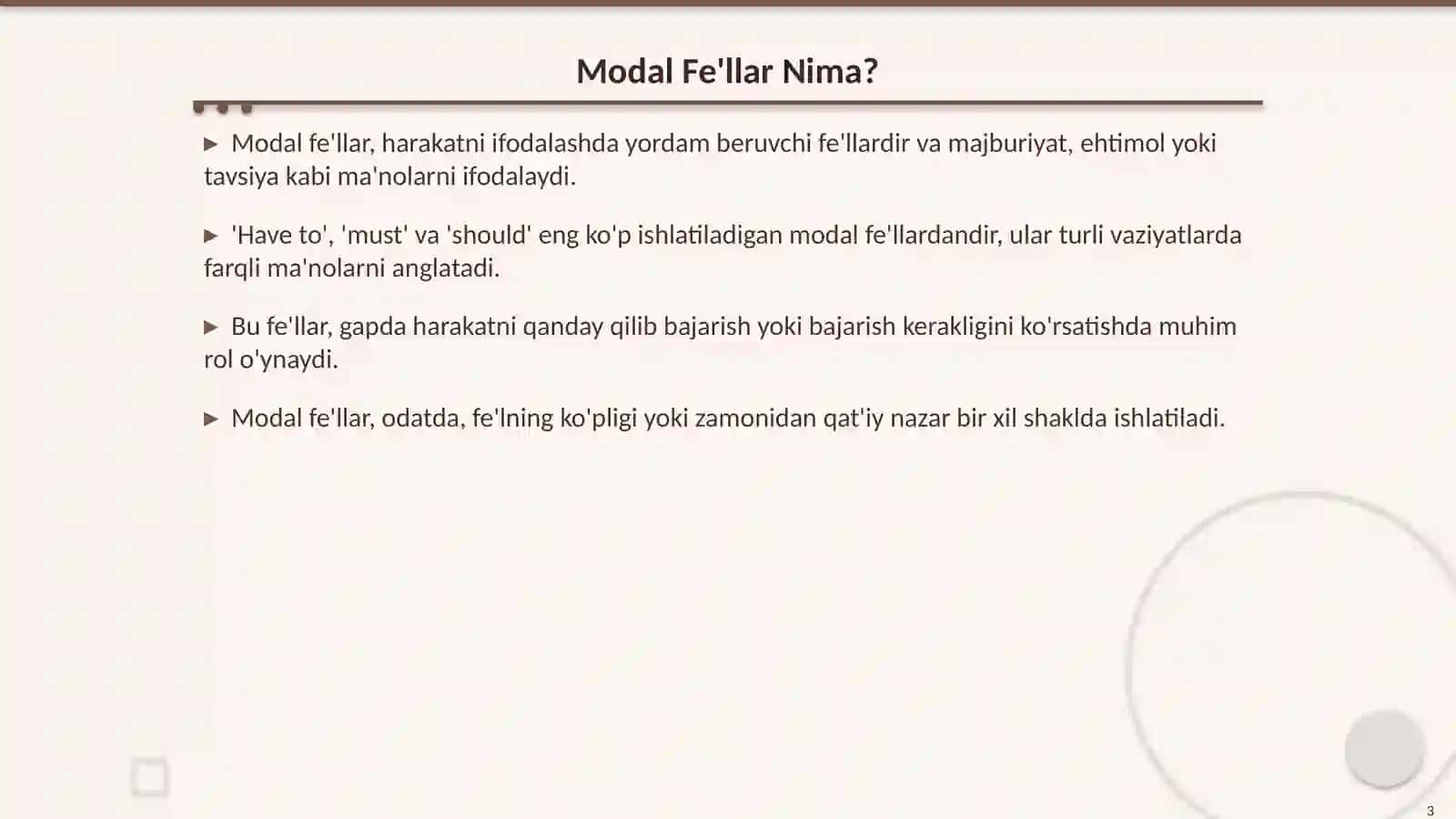 Modal Fe'llar: 'Have to', 'Must', 'Should' 3