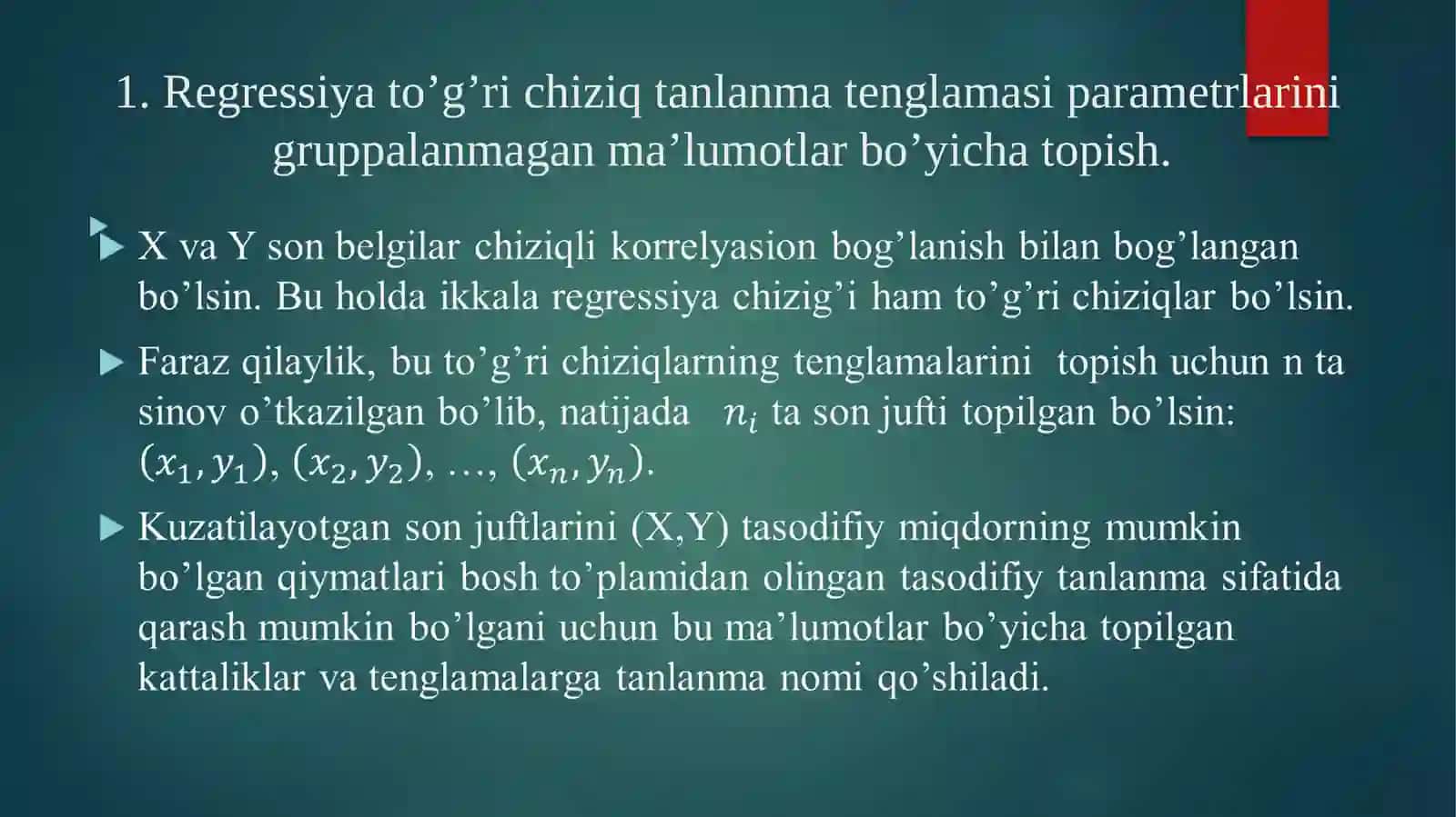 Regressiya tenglamalari 3