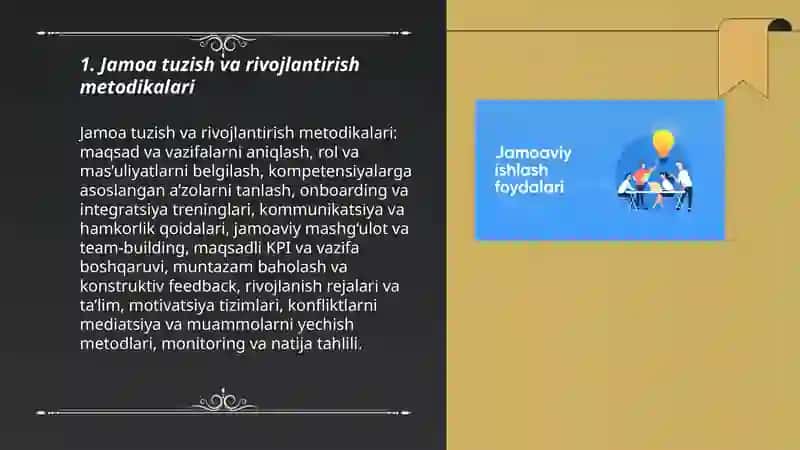 Jamoa bilan ishlash medodikasi 3