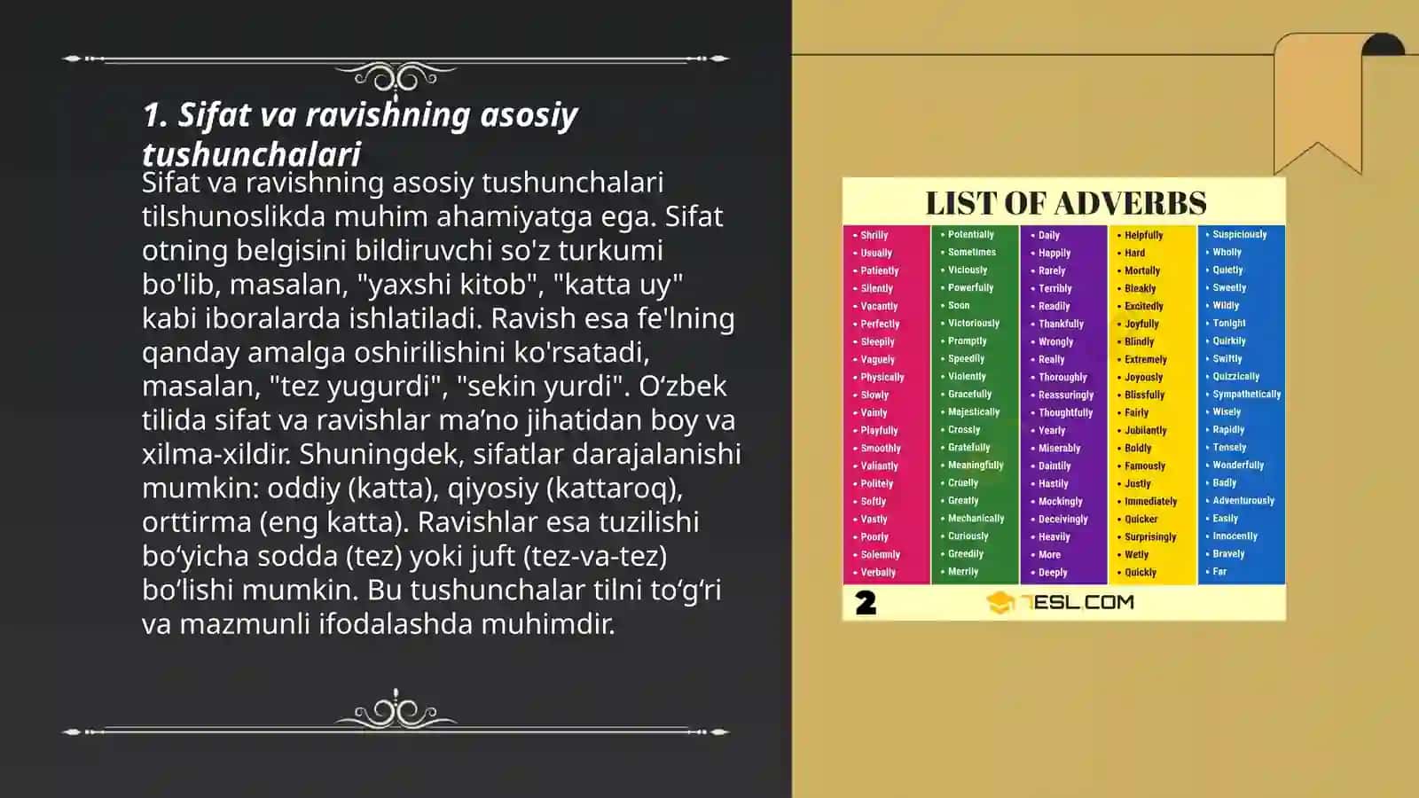 Sifat va ravishning asosiy tushunchalari 3