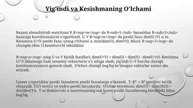 Vektor Fazolari va Bazislar 3