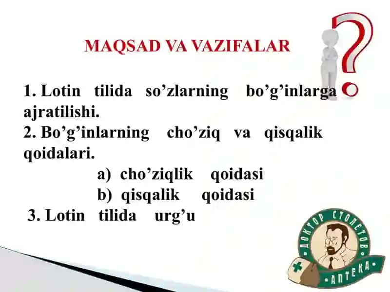 Lotin tilida tibbiy terminologiya o'qituvchisi 3