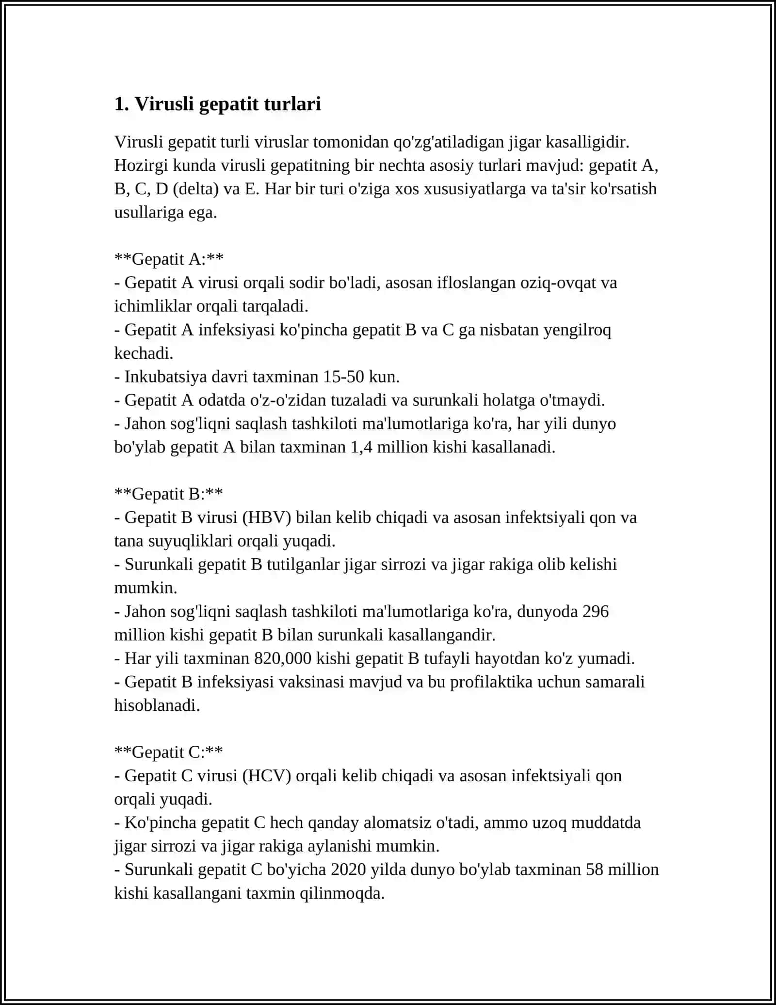 VIRUSLI GEPATITNING ETIALOGIYASI.GEPATITLI BEMORLARDA KASALLIKNING KLINIK SIMPTOMLARINI ANIQLASH 3