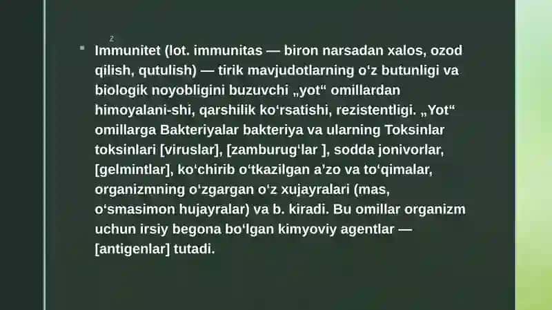 IMMUNITET NAZARYASI 3