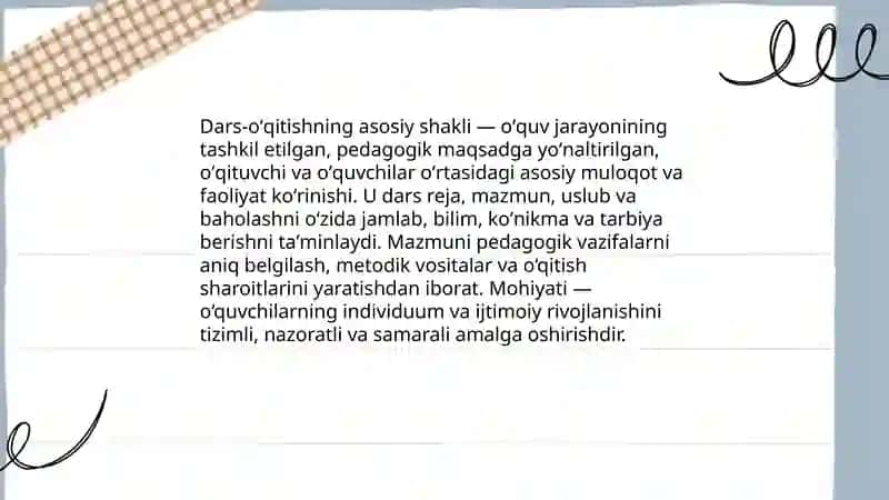 Dars-oʻqitishning asosiy shakli 3