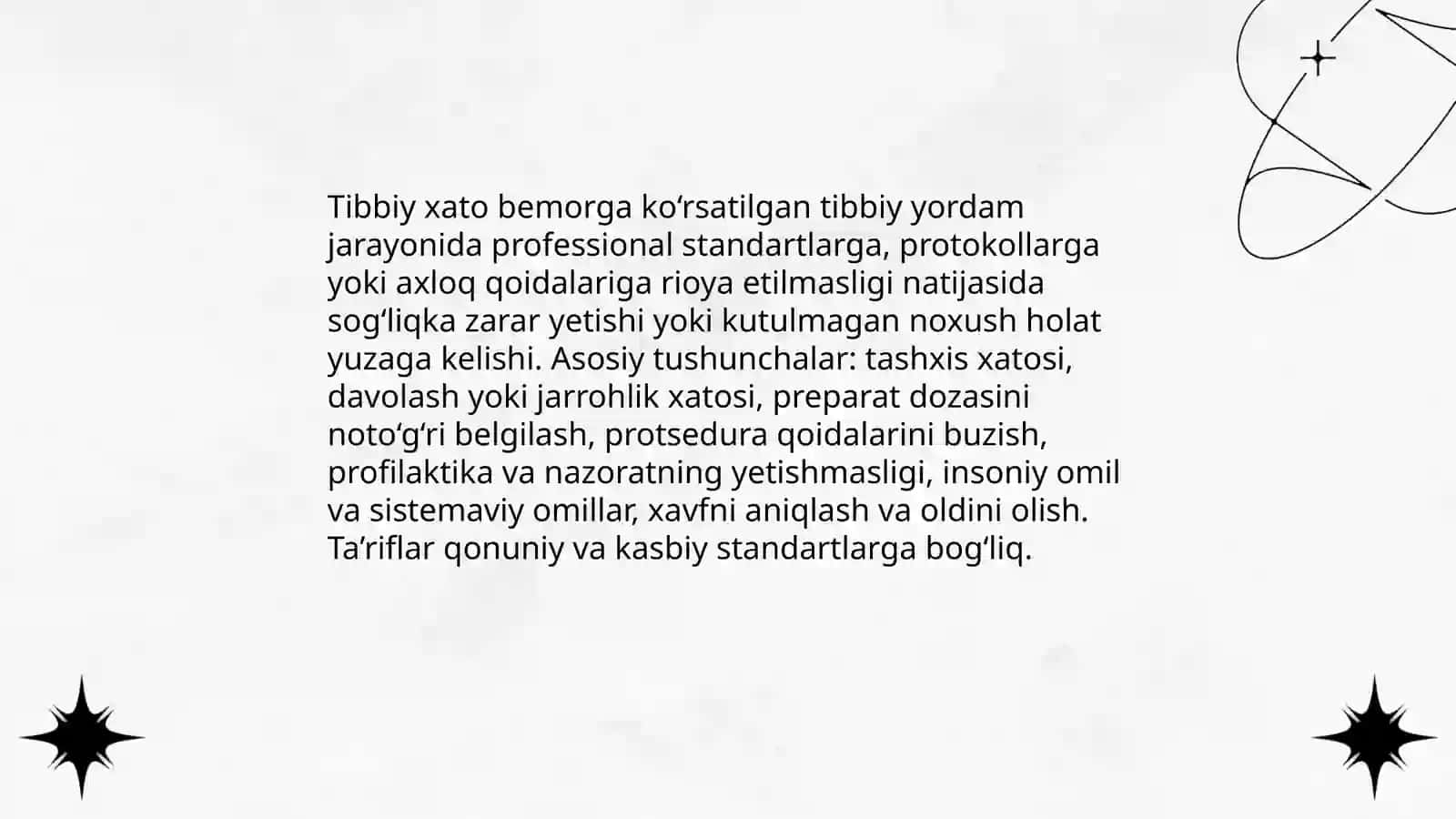 Tibbiy xato: ta‘rifi, tibbiy xato turlari. Tibbiy huquqbuzarliklar tushunchasi va ular uchun huquqiy javobgarlik 3