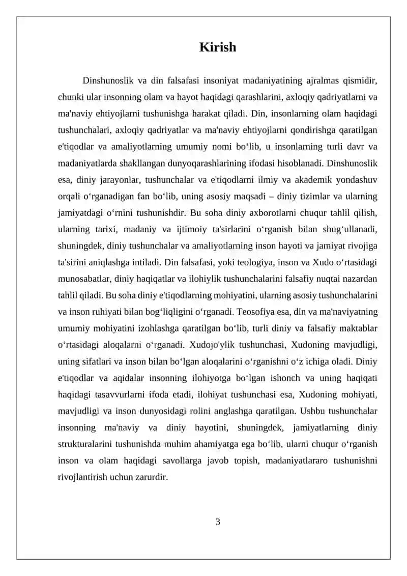 Dinshunoslik va Din Falsafasi 3