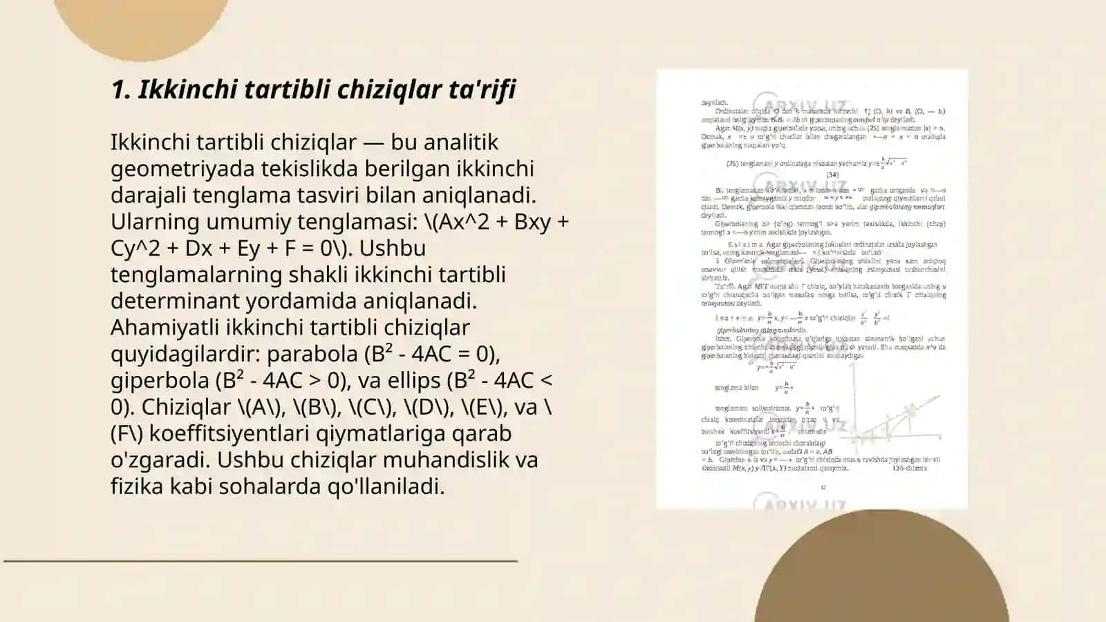 Ikkinchi tartibli chiziqlar 3
