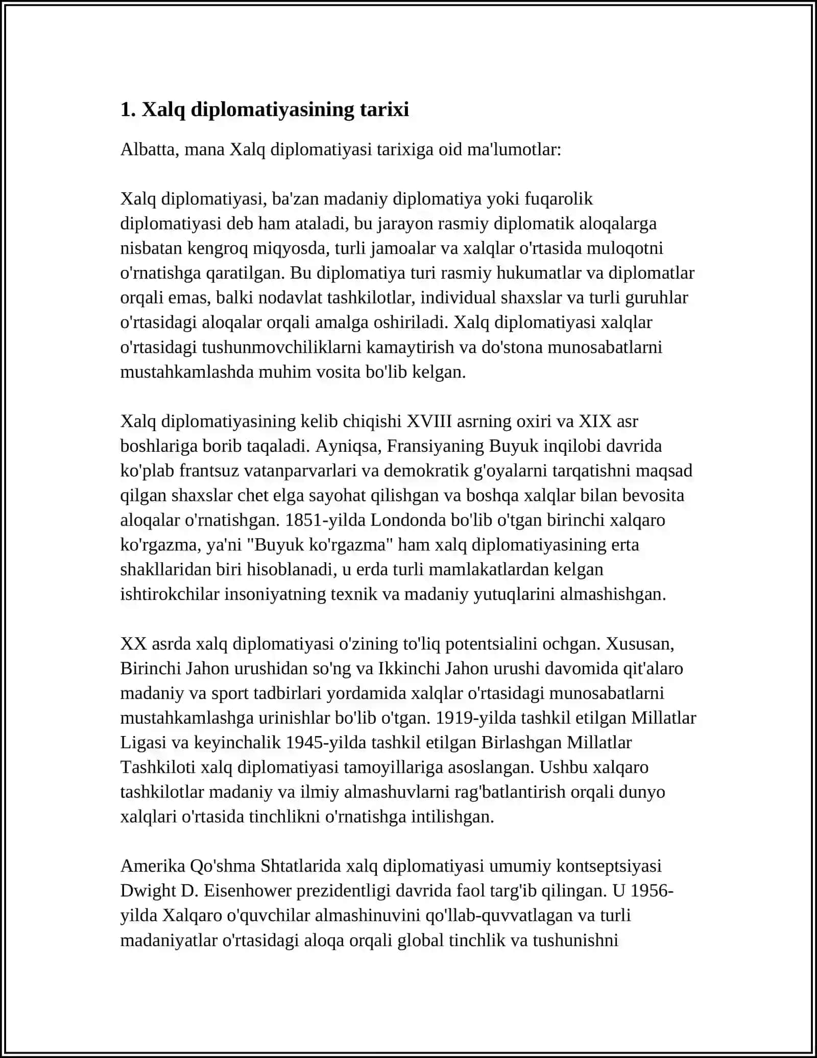 XALQARO MUNOSABATLARDA XALQ DIPLOMATIYASI 3