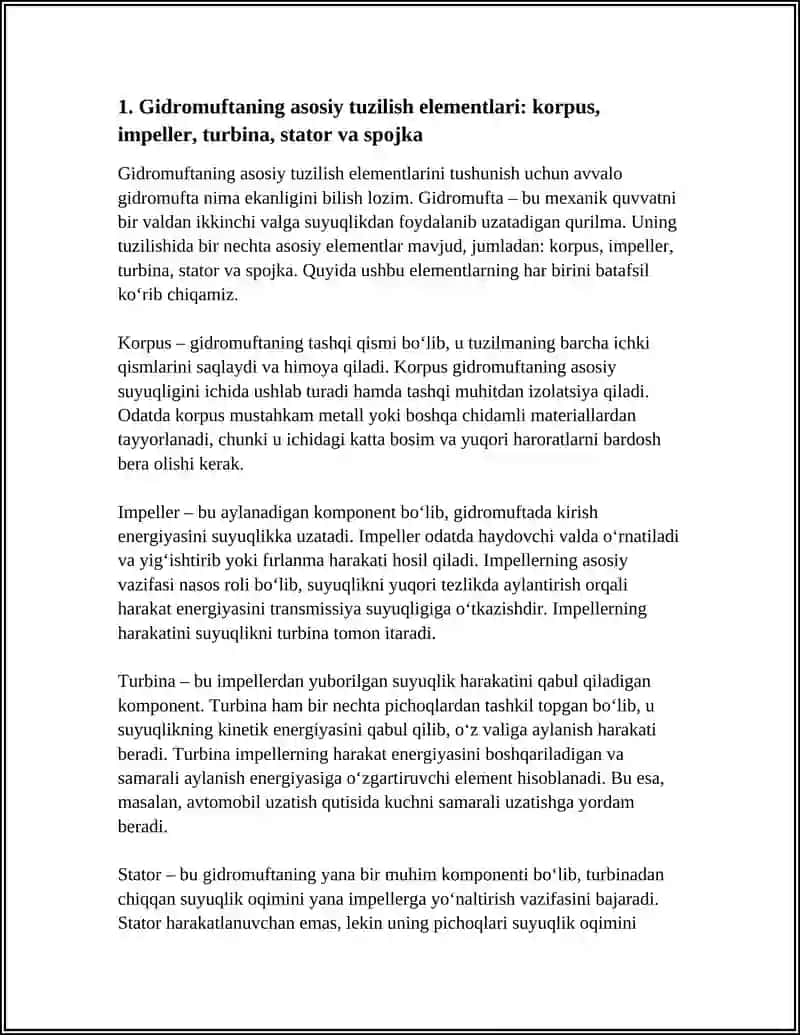 GIDROMUFTANING TUZILISHI, ISHLASHI 3