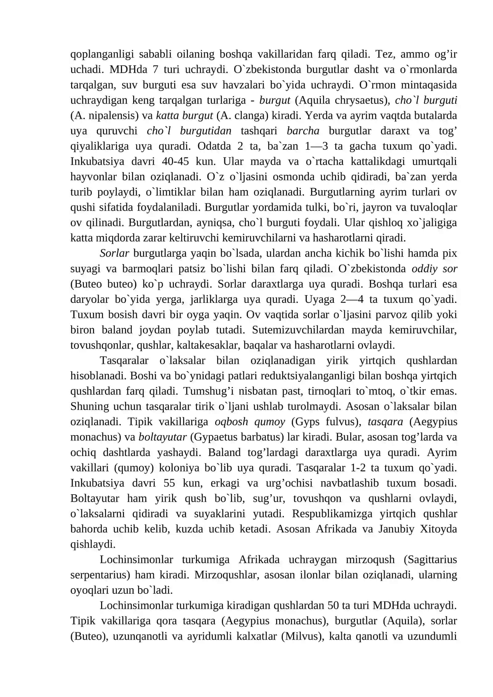Lochinsimonlar yoki kunduzgi yirtqichlar (Falconiformes) 3
