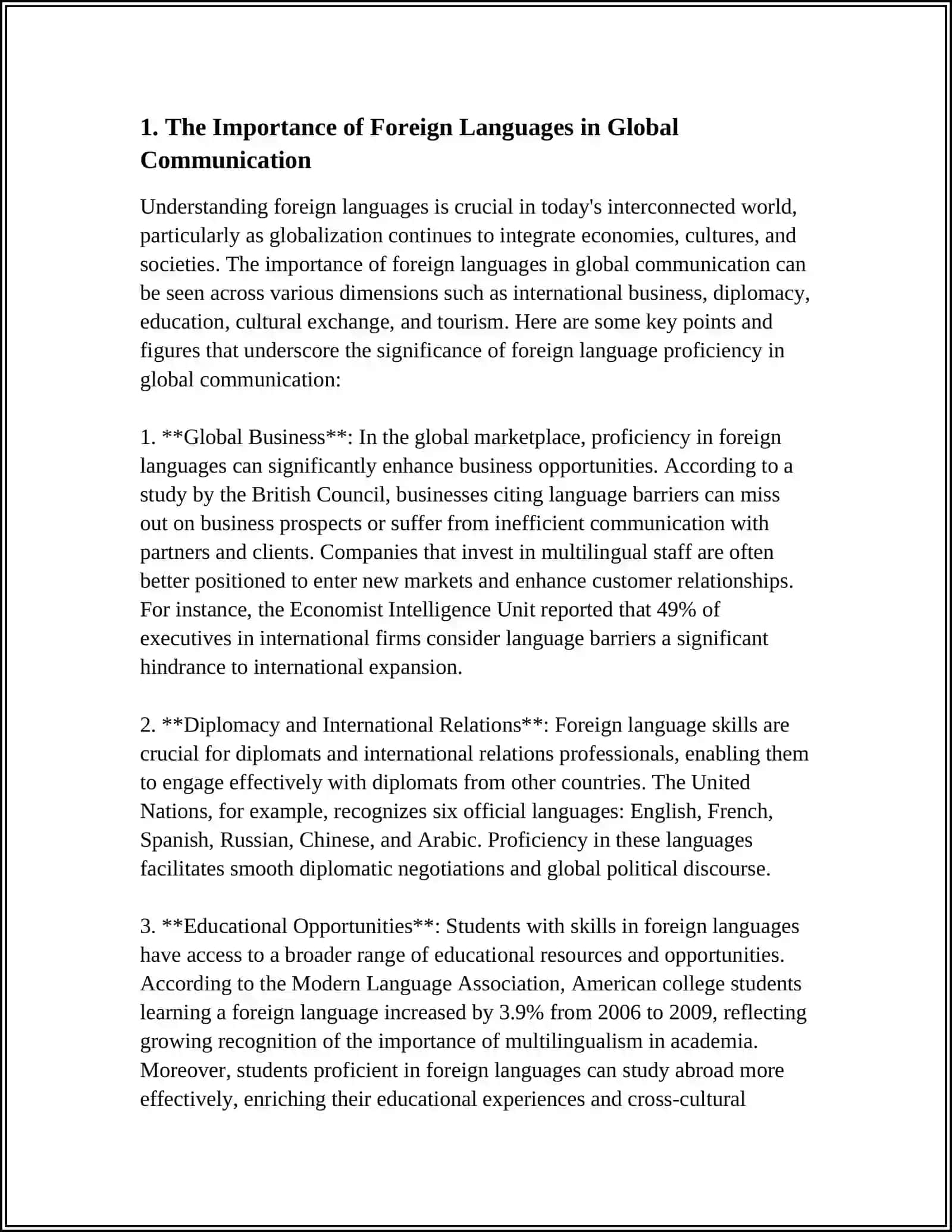 THE ROLE OF A FOREIGN LANGUAGE 3