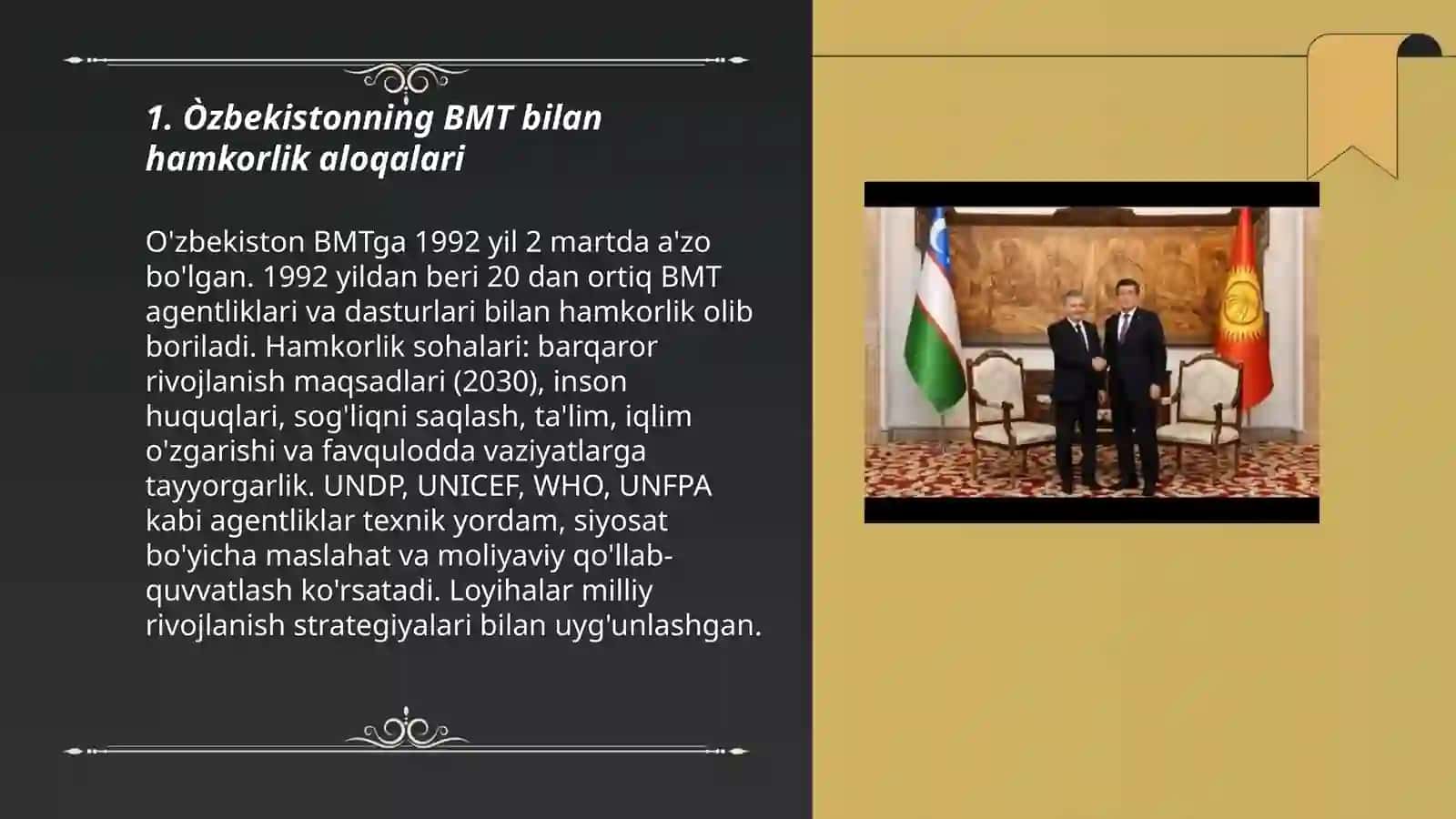 Òzbekistonning BMT bilan hamkorlik aloqalari 3