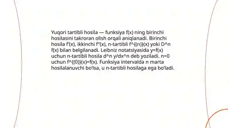 Yuqori tartibli hosilalar 3