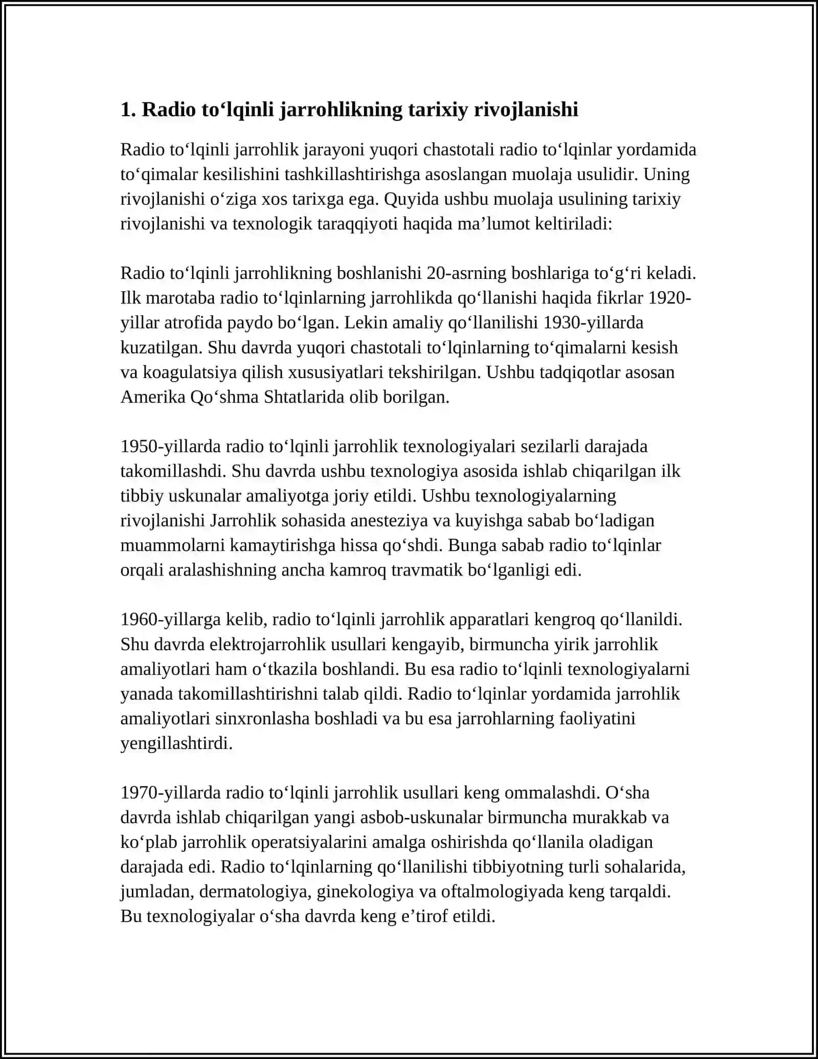 RADIO TOʻLQINLI JARROHLIK 3
