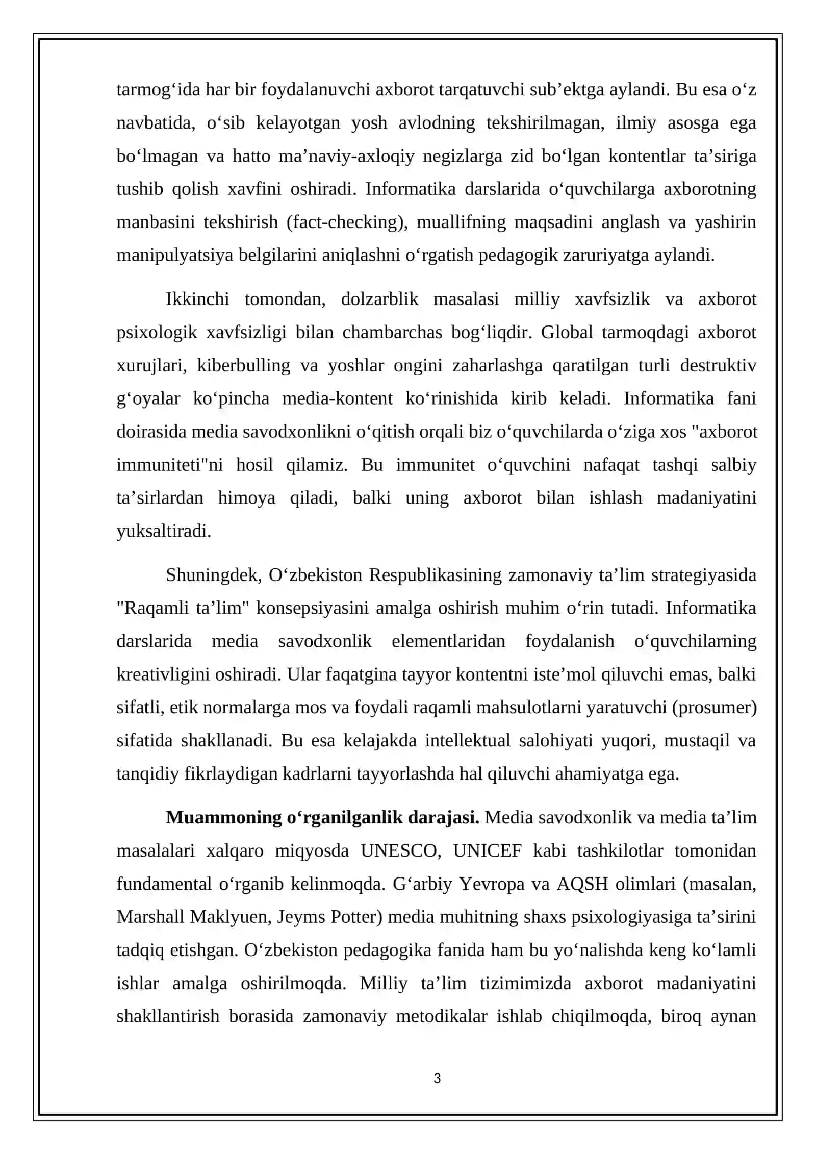 INFORMATIKA FANIDA MEDIA SAVODXONLIK 3