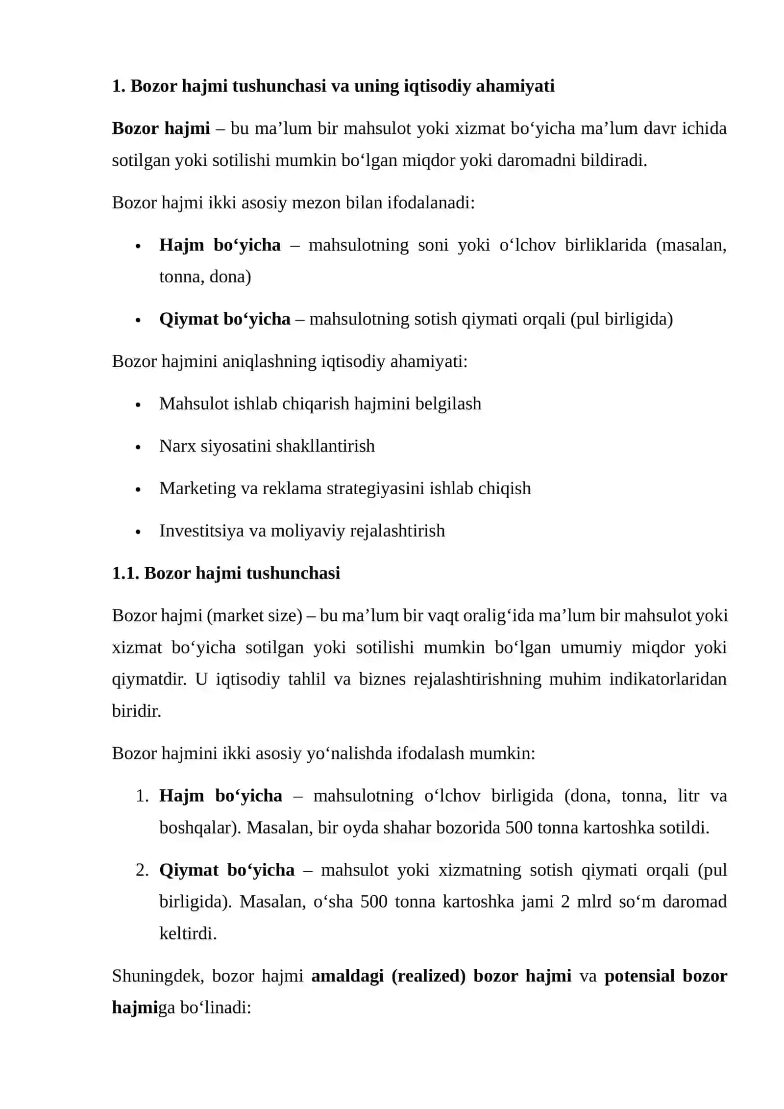 Bozor Hajmini Aniqlashda Ekometrik Modellaridan Foydalanish 3