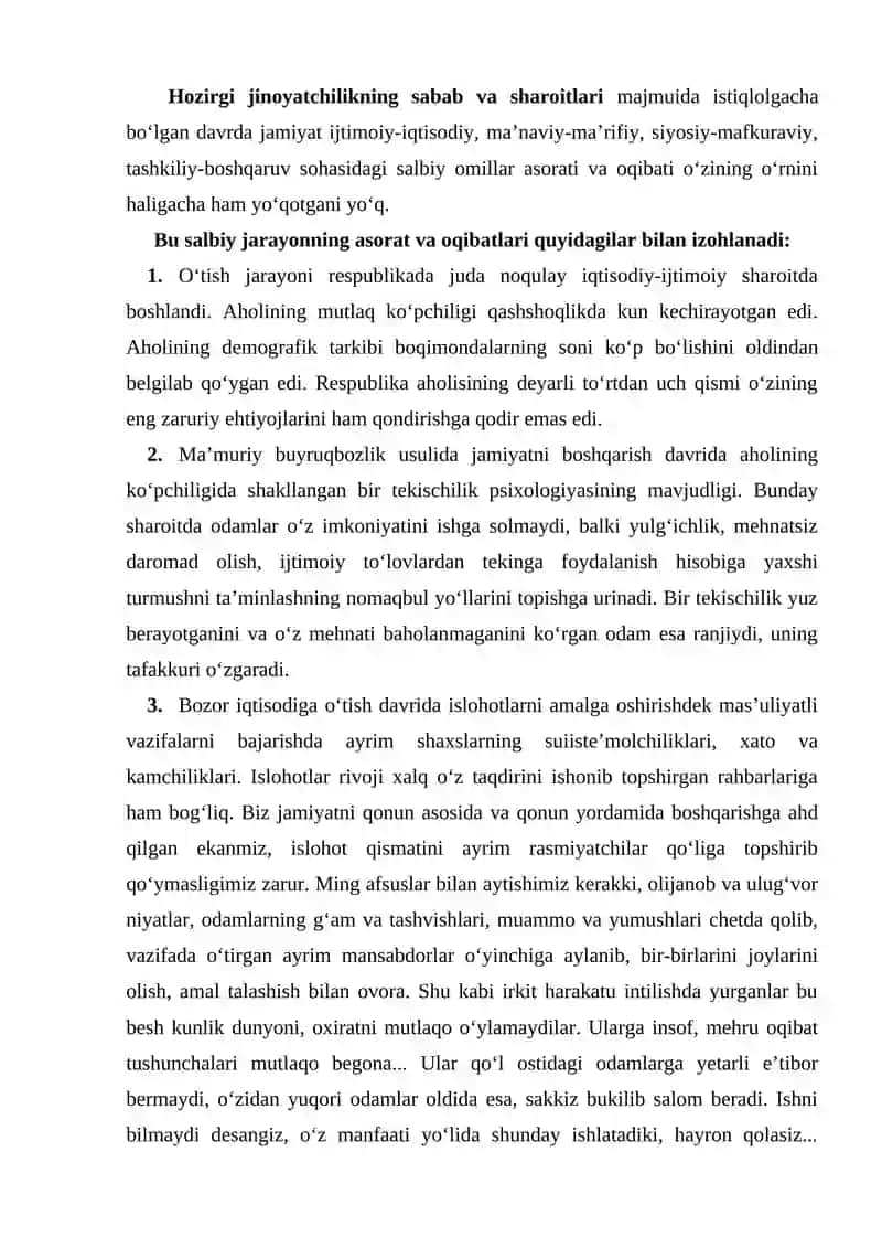 Hozirgi jinoyatchilikning sabab va sharoitlari 3