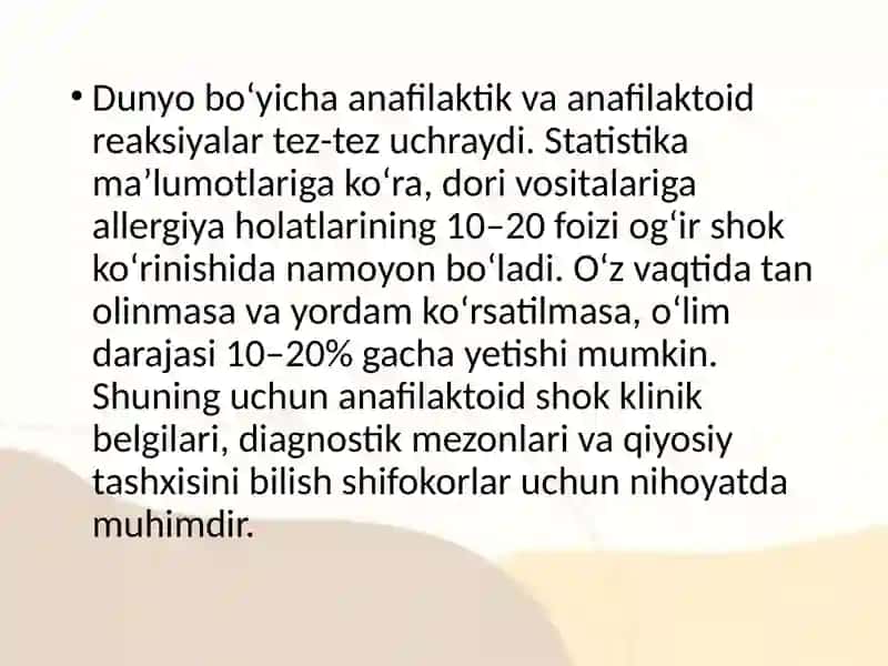 Anafilaktoid shok klinikasi  va diagnostikasi 3