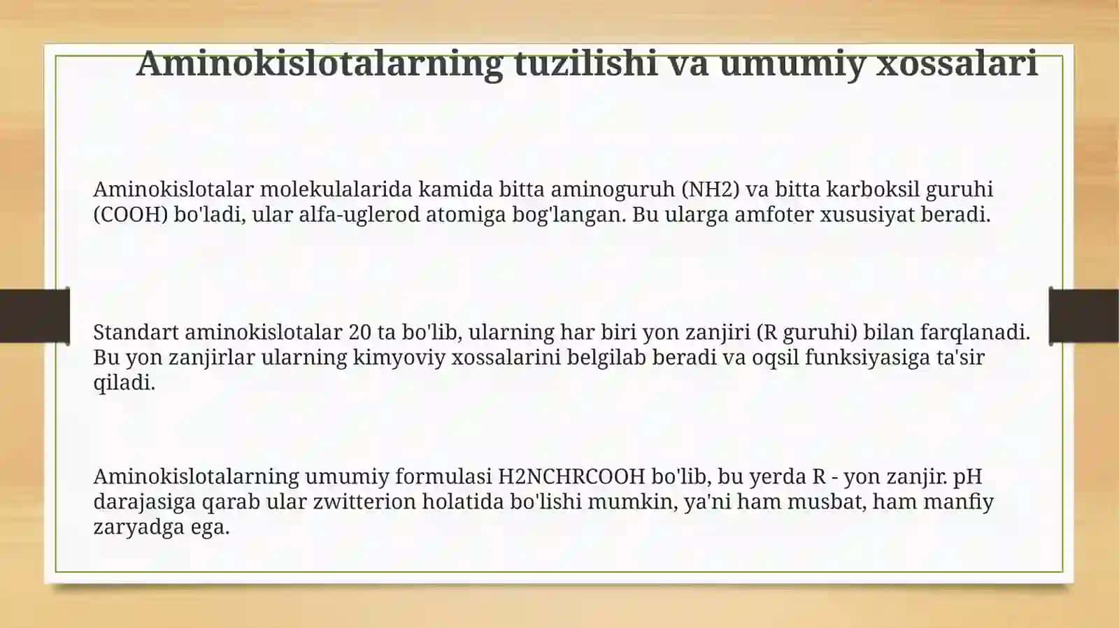 Aminokislotalar, peptidlar va oqsillar 3