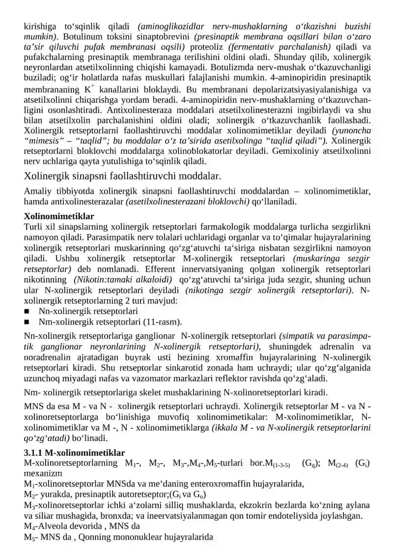 Efferent tizimiga ta'sir etuvchi moddalar 3