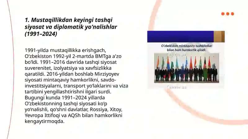 O‘zbekiston va jahon hamjamiyati (1991 -2024 -yilda) 3