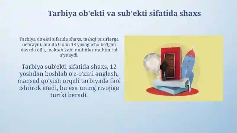 Tarbiya ob'ekti va sub'ekti sifatida shaxs 3