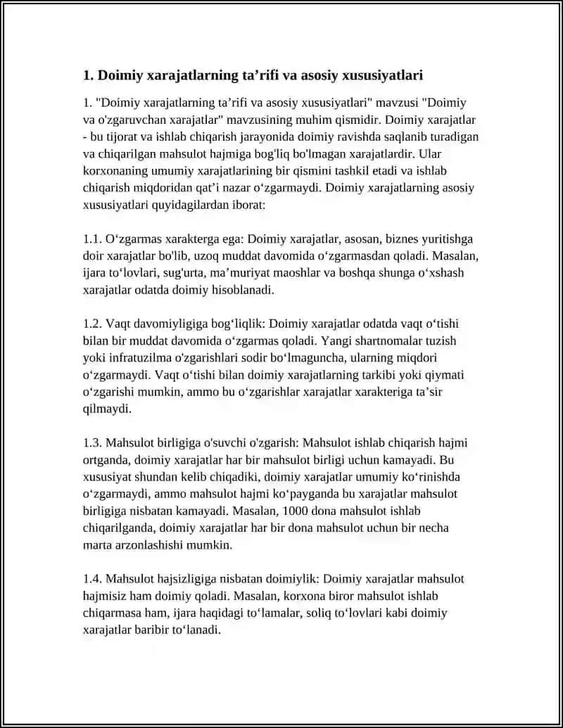 DOIMIY VA O'ZGARUVCHAN XARAJATLAR 3